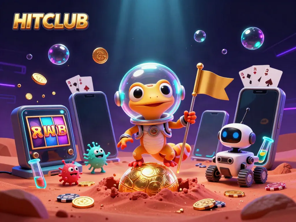 Engage in thrilling gameplay at HITCLUB with a vibrant casino scene featuring dynamic gaming elements.