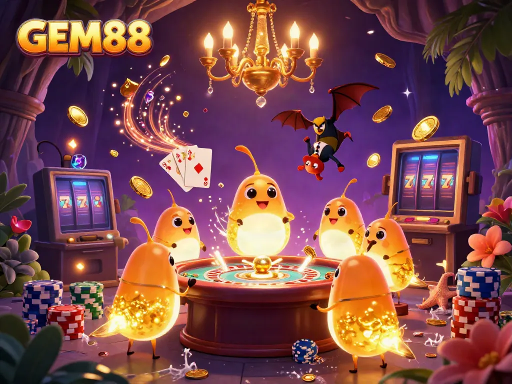 Engage with GEM88 through vibrant casino excitement with glowing glowworms and dynamic gaming elements.