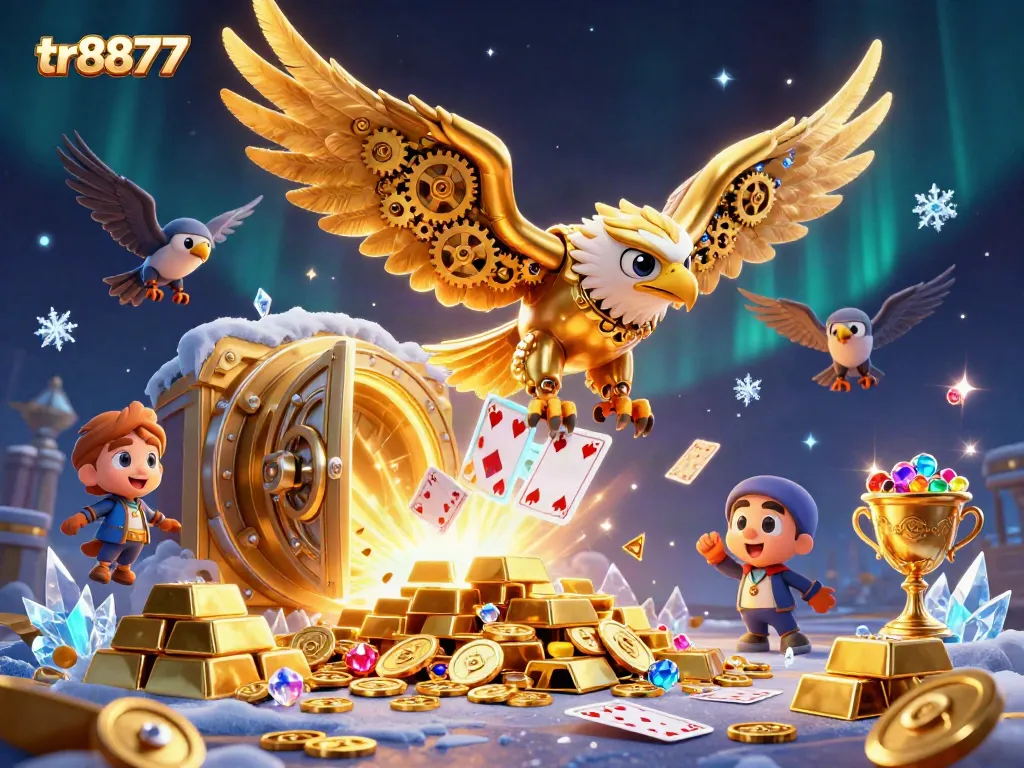 Experience thrilling gaming action at tr8877 with a cybernetic eagle and dazzling treasures.