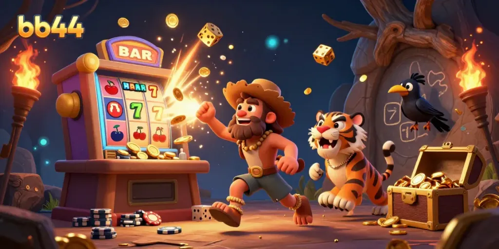 Experience the thrill of gaming at bb44 with captivating characters and vibrant casino elements.