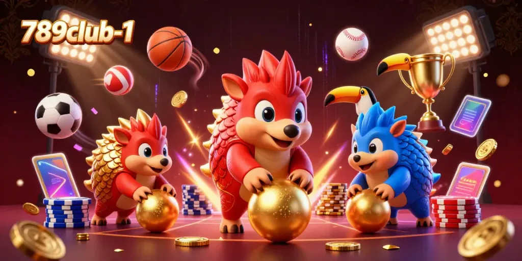 Engaging illustration of 789club-1's vibrant gambling scene featuring rival pangolins and dynamic gaming elements.