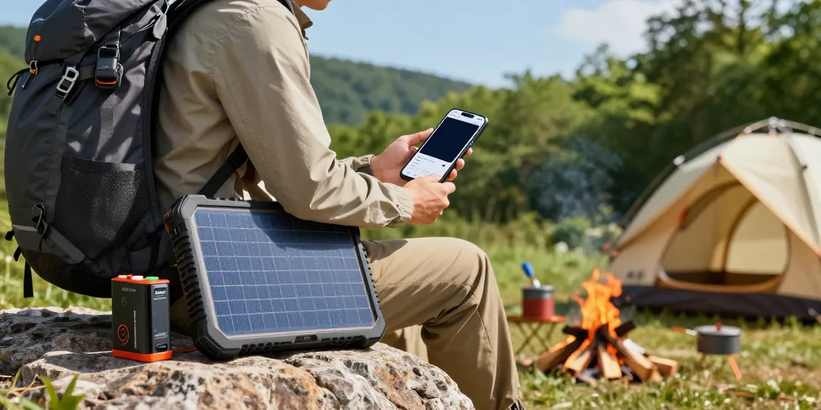 Outdoor enthusiast using a 12v lithium battery while camping.