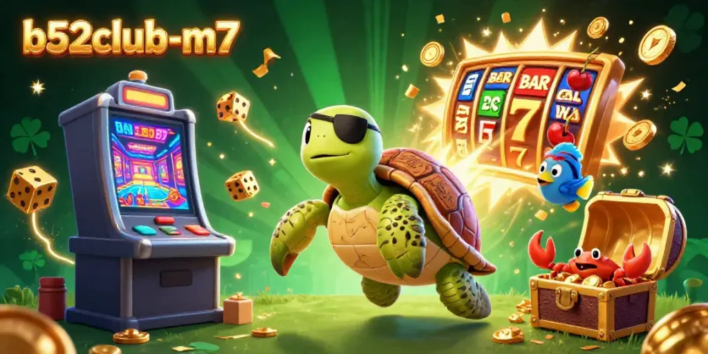 Experience the engaging thrill of b52club-m7 with a vibrant 3D casino scene featuring lively characters and jackpot excitement.