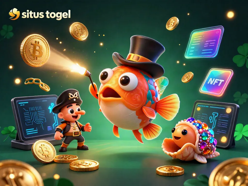 Win big with situs togel as deep-sea characters attract golden coins amidst vibrant casino elements.