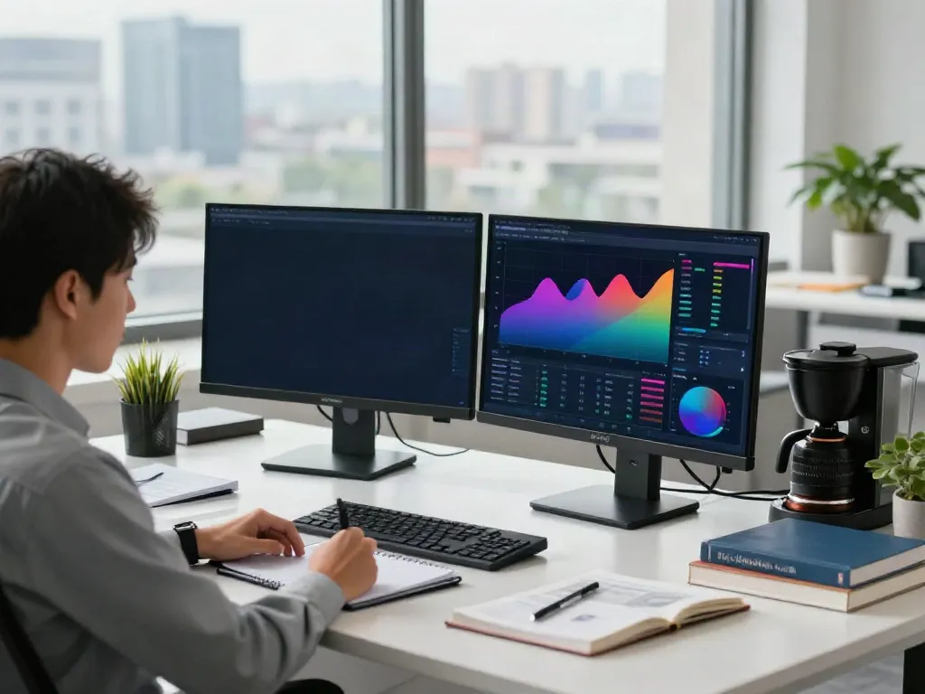 Professional analyzing financial data in office, Mike Bergum MN.