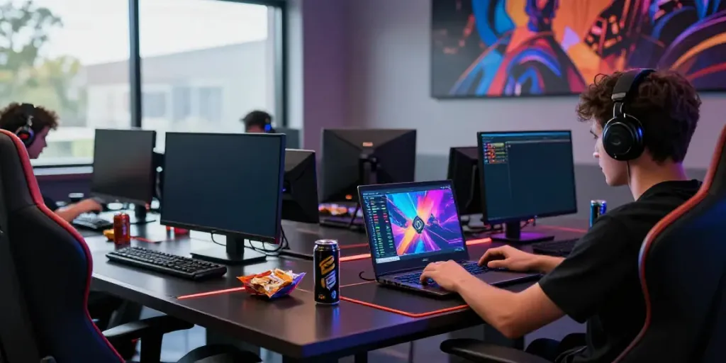 Exciting gaming experience with erigo4d platform, vibrant atmosphere, player focused.