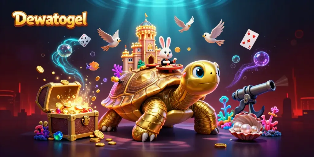 Join the excitement at Dewatogel with a magical scene featuring our golden tortoise casino!