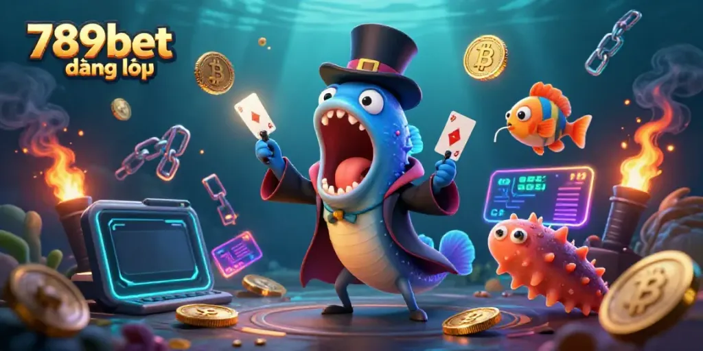 Spin the game with 789bet đăng nhập featuring an eel magician showcasing crypto treasures.