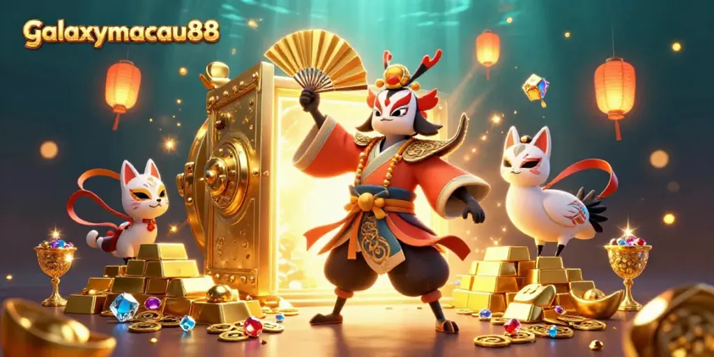 Experience the excitement of gaming at galaxymacau88 with vibrant 3D characters and treasure.