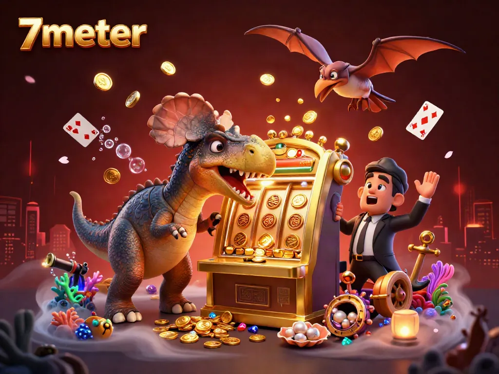 7meter slots come alive as a pachycephalosaurus wins jackpots amid dynamic casino action.