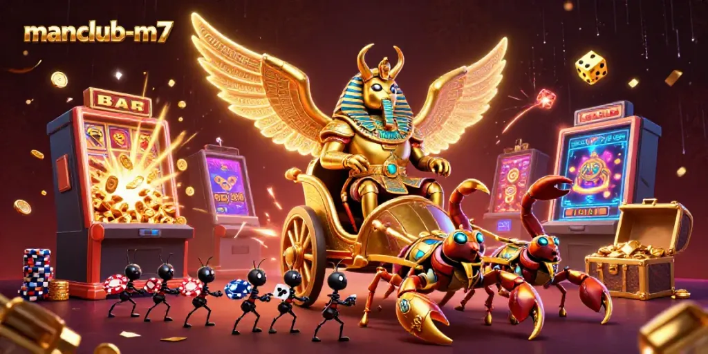 Experience wild wins with manclub-m7's thrilling 3D casino adventure illustration.