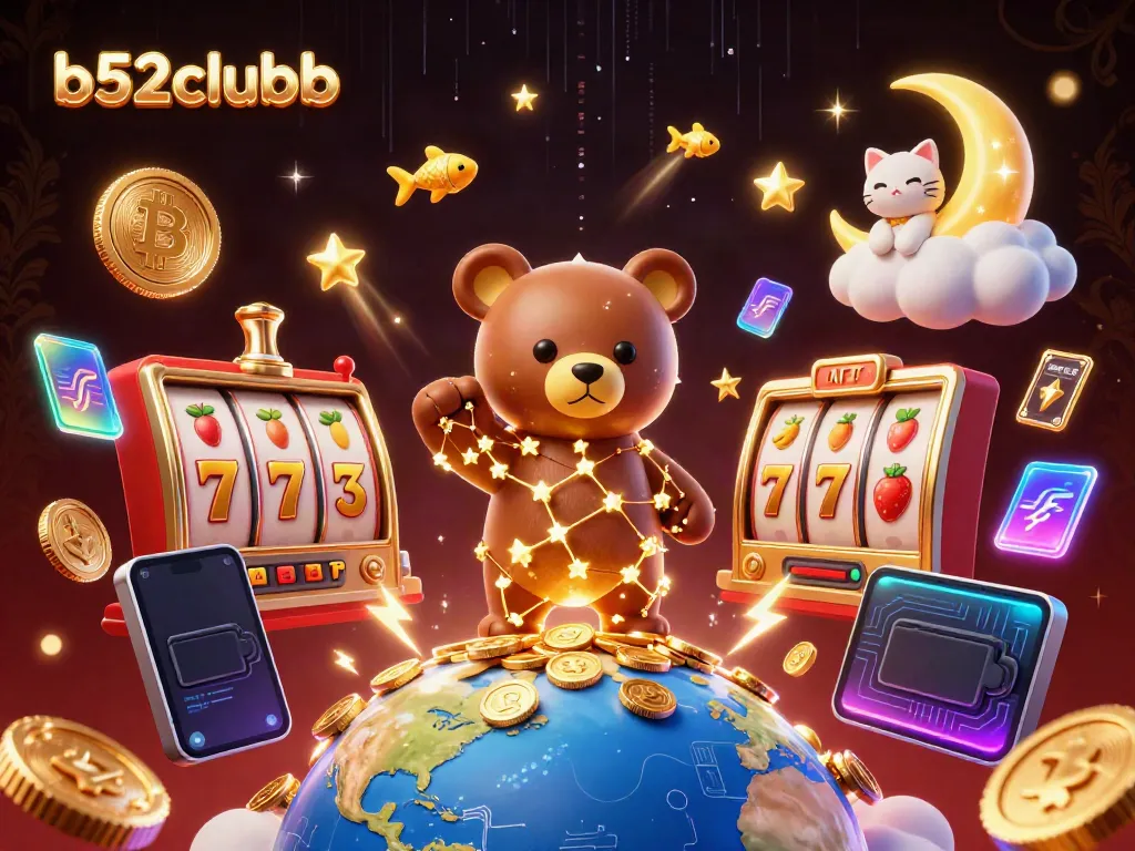 Experience thrilling gameplay with b52clubb in an energetic casino scene filled with golden stars and lucky symbols.