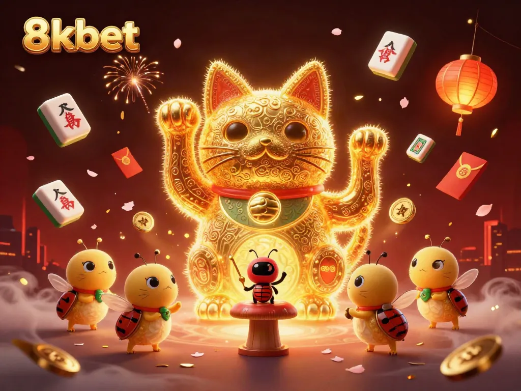 Experience the vibrant 8xbet casino world with golden fireflies and festive elements celebrating luck.
