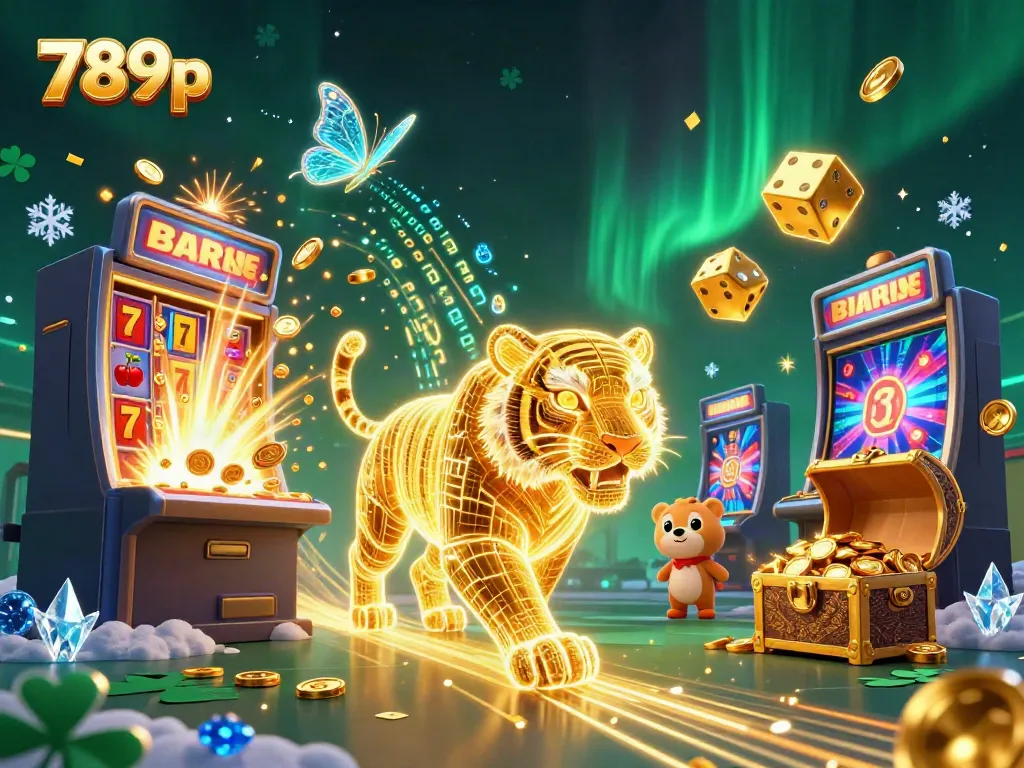 Experience the thrill of 789p with a golden tiger in a vibrant casino landscape.