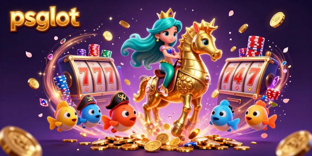 Engage with psgslot's vibrant mermaid-themed casino adventure featuring lively characters and golden riches.