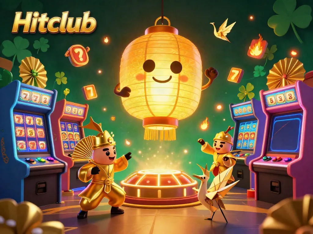 Experience the thrill of Hitclub with our vibrant 3D casino scene featuring golden lanterns and arcade elements.